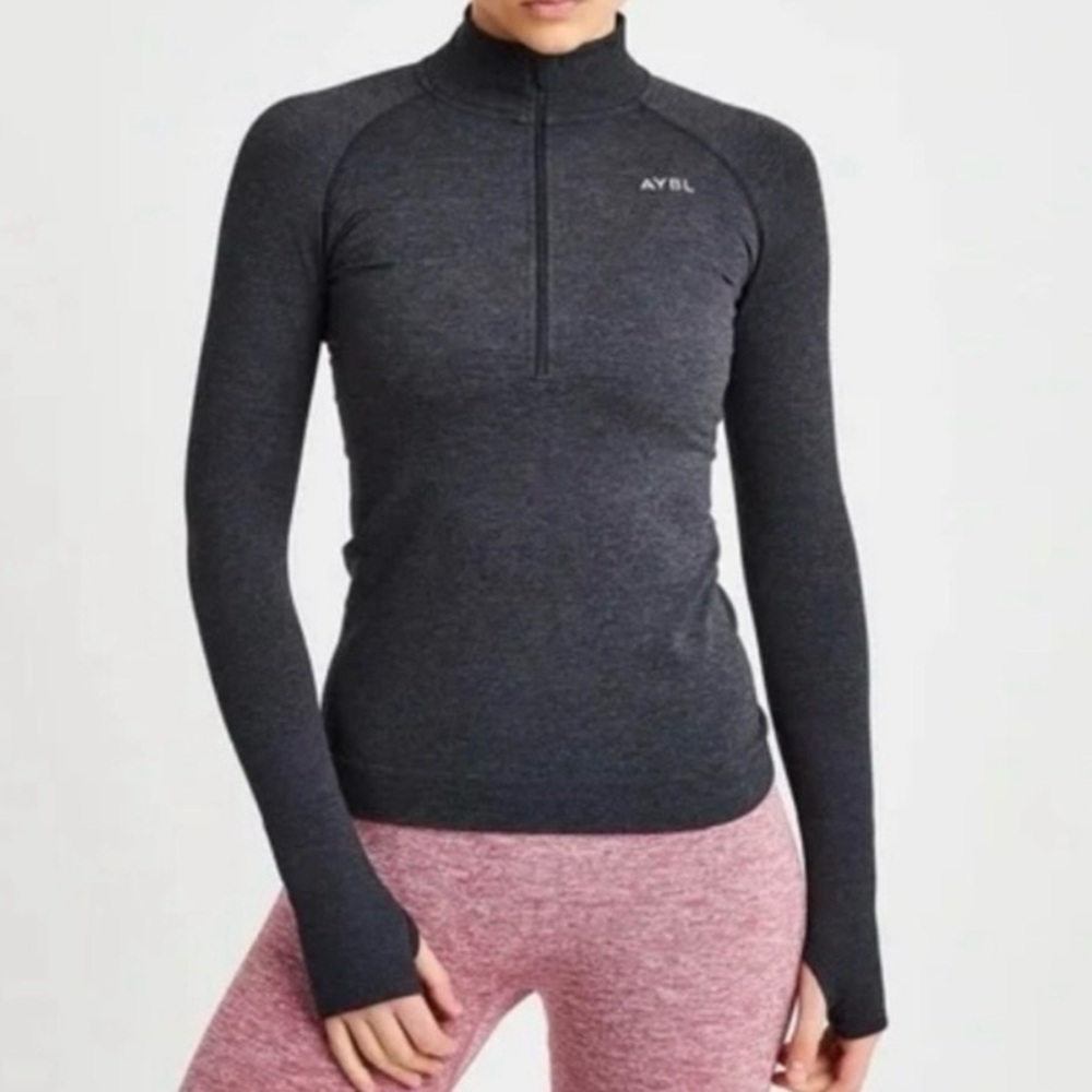 AYBL active Motion Seamless 1/2 Zip Pullover - Black Marl